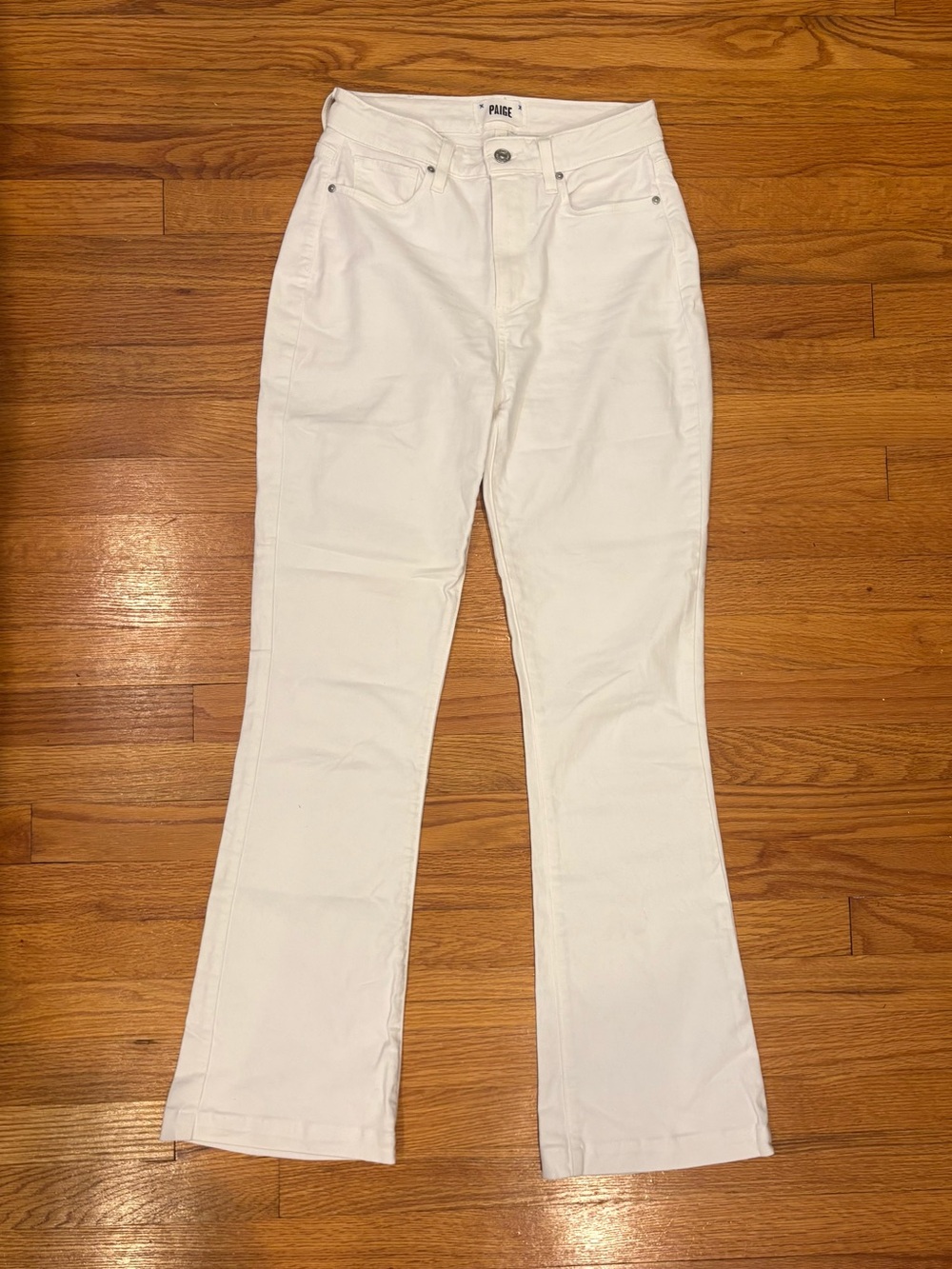 PAIGE Denim- White High-Rise Flare Jeans